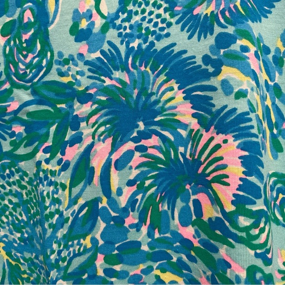 NWT Lilly Pulitzer Etta V-Neck Dress Surf Blue Coral Of The Story Size Small - Picture 7 of 8